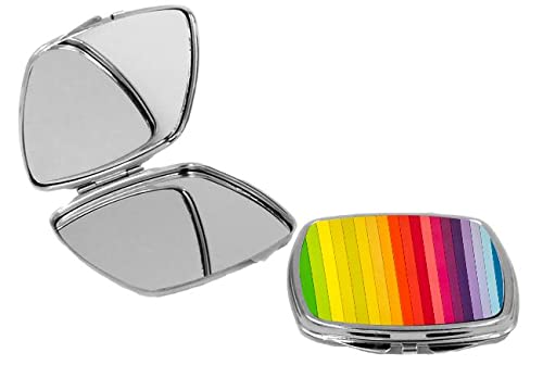 Square Compact Mirror Personal Mirror - Rainbow Striped Boards Multicolor (Rainbow Pride)