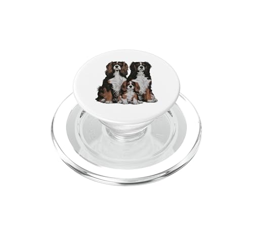 Cavalier Spaniel PopSockets para MagSafe con diseño de dibujo artístico de cachorros