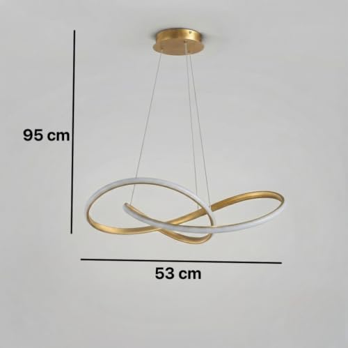 Image of Groeien 3-Color Gold Finish Infinity Loop Pendant Hanging Ceiling Lamp Fixture | Chandelier for Home, Indoor, Outdoor,Living Room, Bedroom(Infinity Loop Hanging, 1)