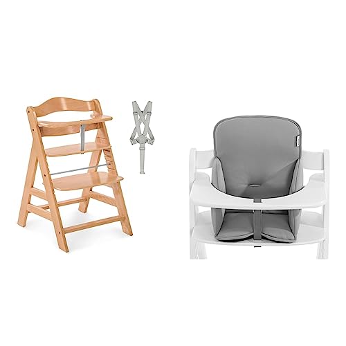 Hauck Kinder Hochstuhl Alpha+ - Mitwachsender Holz Babystuhl (FSC zertifiziert) & Alpha Cosy Comfort Sitzverkleinerer ab 6 Monate