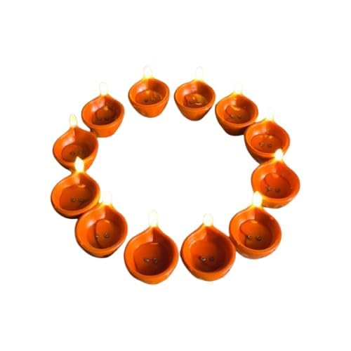 SID LED Diya Candles with Water Sensor Technology, Battery Operated, Warm Orange, Pack of 2-image-30