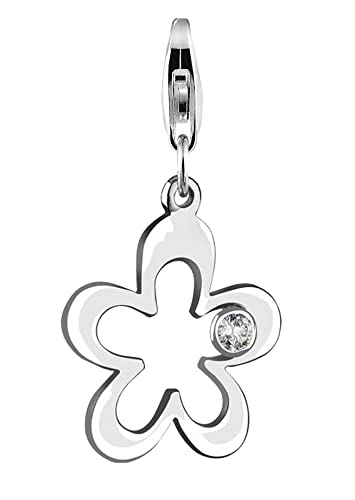 Nenalina 712055-019 Flower Charm Pendant in 925 Sterling Silver, Fits All Common Charm Jewellery