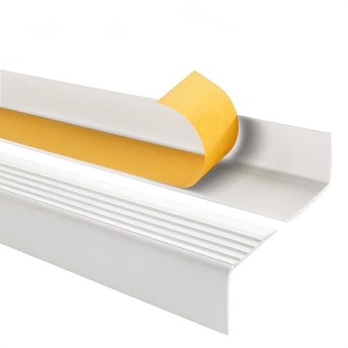 Quest Perfil de borde para escaleras autoadhesivo de PVC, protección de borde de escalera, 50x42mm RGP, blanco, 200cm