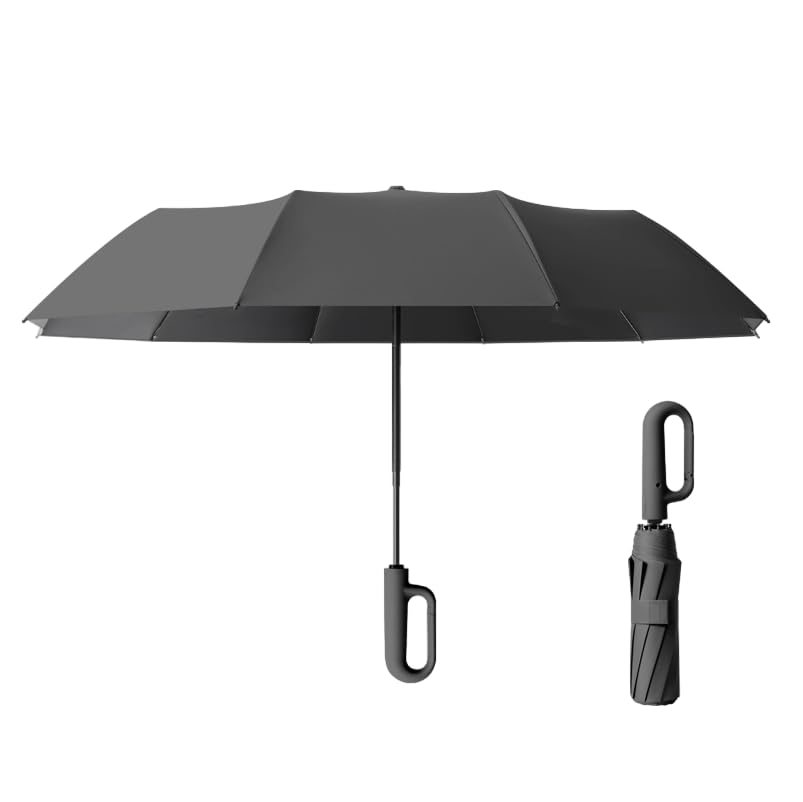 STAR WORK Umbrella with Carabiner Handle, Wind Proof Umbrellas For Rain, 46 Inch Portable Reverse Folding Umbrella, Car Umbrella for Women Men, 10 Ribs (CREAM) (B0D4LMTV14) Amazon Price History, Amazon Price Tracker