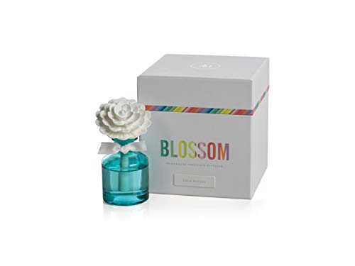 Zodax Blossom Fragrance Porcelain Diffuser Colored Bottle 2.5" x 2.5" x4.25" Purple Tahitian Gardenia
