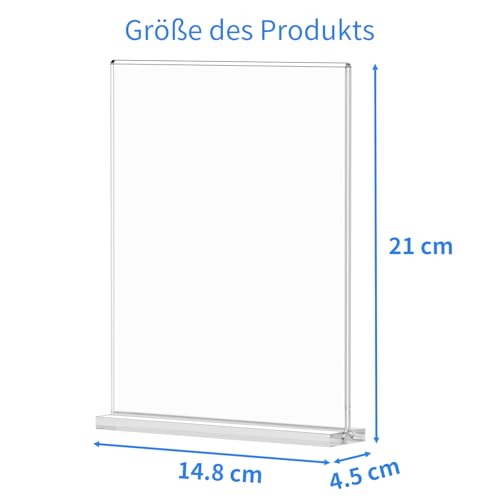 AITEE Acryl Tischaufsteller A5: 6 Stück T-Ständer Glasklar Aufsteller A5 für Prospekte Werbung Menükarte, Büro, Restaurant, Shop, Theke