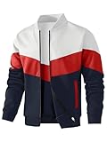 HYPESTFIT Men's Lightweight Jacket Casual Bomber Jacket Color Block Varsity Coat