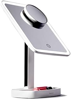 Fancii LED Makeup Vanity Mirror with 3 Light Setting and 15x Magnifying Mirror - Choose Between Soft Warm, Natural Daylight, or Neutral White Lights - Dimmable Countertop Cosmetic Mirror - Aura