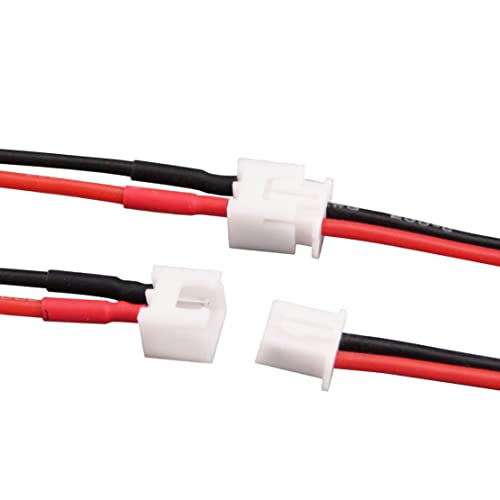 OliYin 10pairs JST-XH 2.54mm 1S 2 Pin Balance Plug Lead Socket Male and Female Connector with 22awg 10cm Silicone Wire Cables