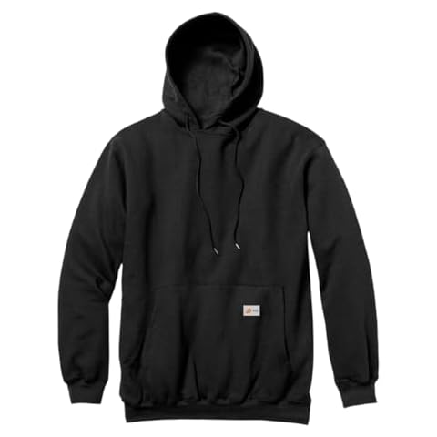 Rasco FR Men's Fleece Pullover Hoodie, Designed in the USA, Kangaroo Front Pouch Pocket, CAT 2, NFPA 2112 - Black - 2XL Cover