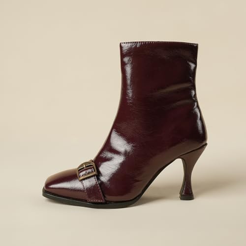 Image of Theater Women Hendrix Square-Toe Ankle Boots | Chic Kitten Heel Winter Boots with Side Zip | Stylish & Comfortable for Work, Party & Casual Wear