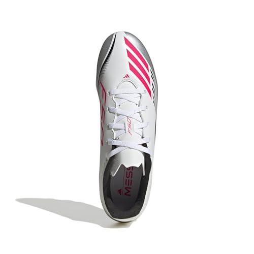 adidas Unisex F50 Messi Club Firm Ground/Multi Ground Football Boots, Cloud White/Lucid Red/Silver Metallic, 44 2/3 EU