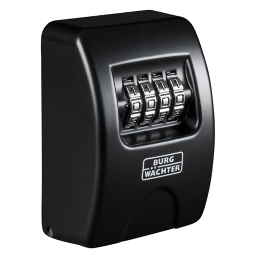 Burg Wächter Schlüsseltresor mit 4-stelligem Zahelncode für außen und innen, Sicher, Wandmontage, Key Safe 10 SB, Schwarz, KeySafe 10, Außen: 85x61x39mm (HxBxT)