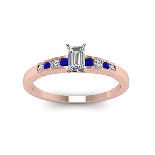 Image of 55Carat Choose Your Gemstone Diamond CZ Graduated Accent Ring Rose Gold Plated Emerald Shape Petite Engagement Rings Everyday Jewelry Wedding Jewelry Handmade Gifts for Wife US Size 4 to 12