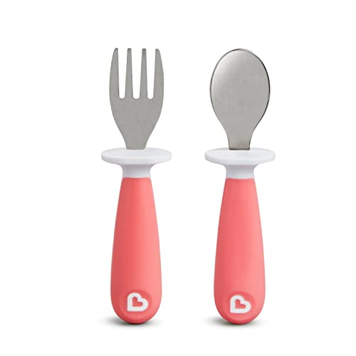 Munchkin Raise Toddler Fork & Spoon Set, Pink