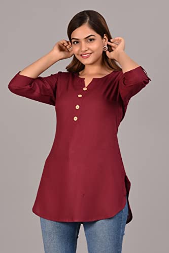 Image of Women's Rayon Straight Solid Casual Top /Kurta
