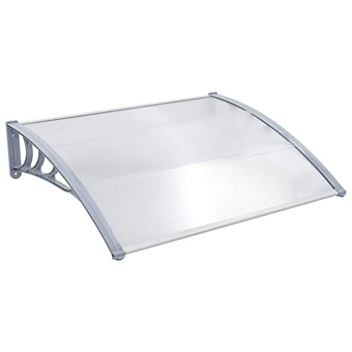 GOTOTOP Marquesina para Puertas 150 x 100cm, Toldo Cubierta de Policarbonato Resistente a la corrosión Tejadillo de protección