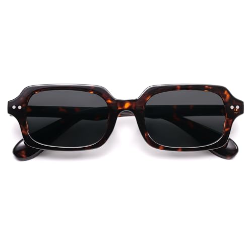 Image of VANLINKER Retro Small Square Sunglasses for Men Women Trendy 90s Rectangle Shades VL9879