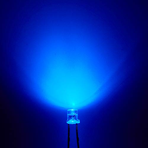 CHANZON 100 pcs 3mm Blue LED Diode Lights (Clear Flat Transparent DC 3V 20mA) Bright Lighting Bulb Lamps Electronics Components Indicator Light Emitting Diodes - Thumbnail 2