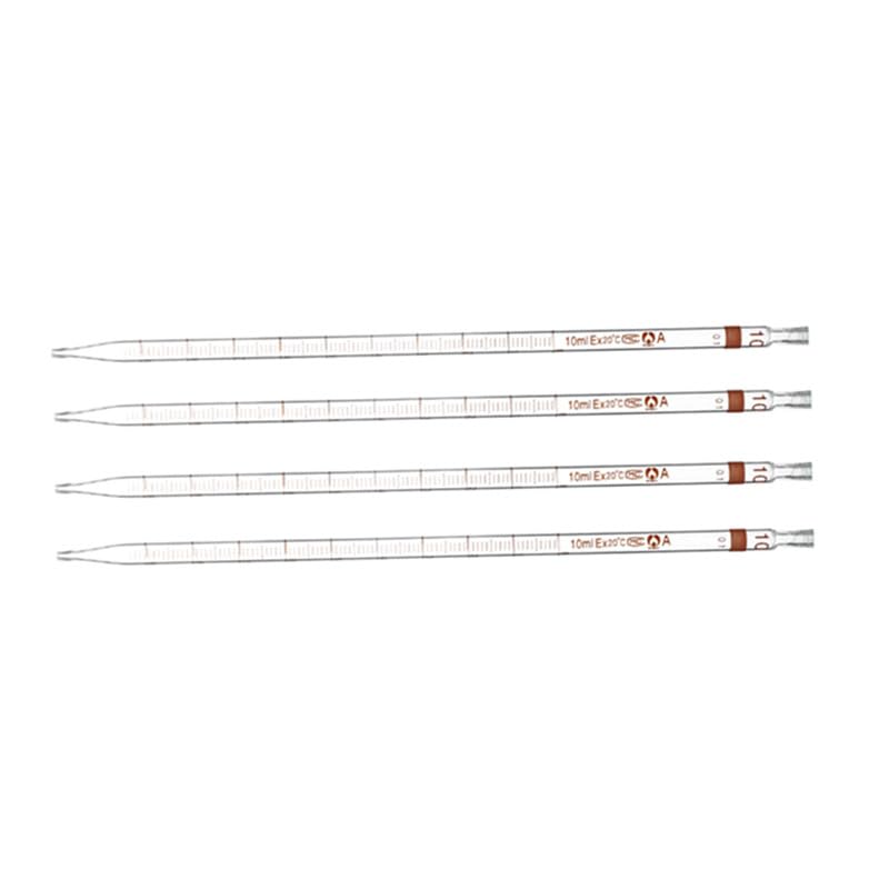 5pz Pipette in Vetro Graduate Precisione 0,1ml con Marcatura ad Anello e Pera 1–50ml Uso Laboratorio(2ml 30cm)