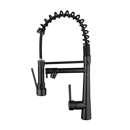 Kitchen Faucet Commercial Style Sturdy Pre Rinse Spring Pull Down Kitchen Sink Faucet with Sprayer,Oil Rubbed Bronze, Beelee BL7092B - Thumbnail 2