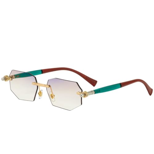 Lunettes de soleil polygonales sans monture MUTYNE style rétro UV400