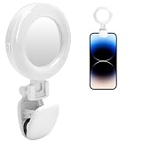 Luce Selfie Ring Light con Specchio,Luce LED Ruotabile a 180° 3 colori dimmerabili Ricarica USB-C Lampada Portatile per Trucco Videochiamate Zoom TikTok Vlog Compatibile con iPhone e Android