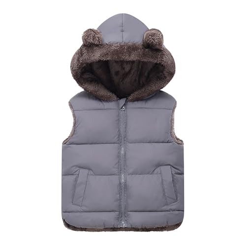 Down Puffer Vest For Boy Girls Thick Warm Bear Ears Hooded Jacket Outwear Fall Winter Sleeveless Coats
