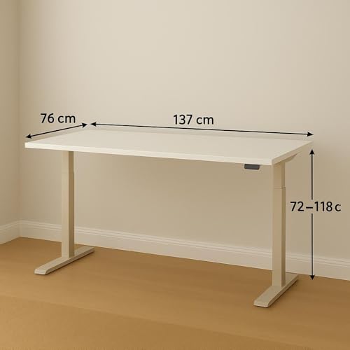 Image of INNOWIN Hat - Electronic Height Adjustable Desk | 80Kg Weight Capacity | Single Motor | Controller with 3 Presets | 3 Years Limited Warranty | White | 54 * 27 Inches Main Top
