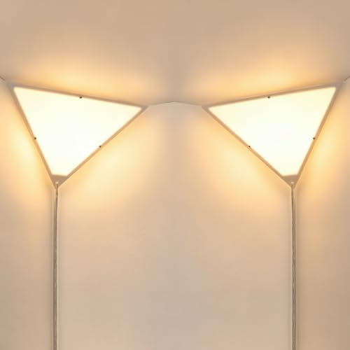 haultop Corner Light with Switch, Ceiling Corner Lights for Living Room, Plug in Ceiling Light for Dark Area, Lamp for Bedroom, Kids Room, Triangle Shape, White Acrylic (2 Pack)
