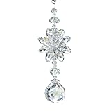 H&D Clear Hanging Crystal Ball Prisms Flower Fengshui Ornament Suncatcher Rear View Mirror Car Charm Decor