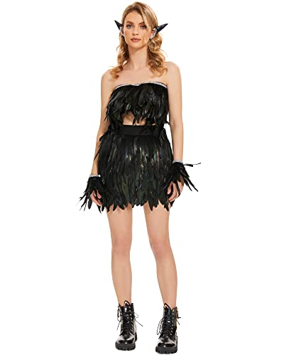 Miuco Womens Faux Feather A Line Mini Skirt2