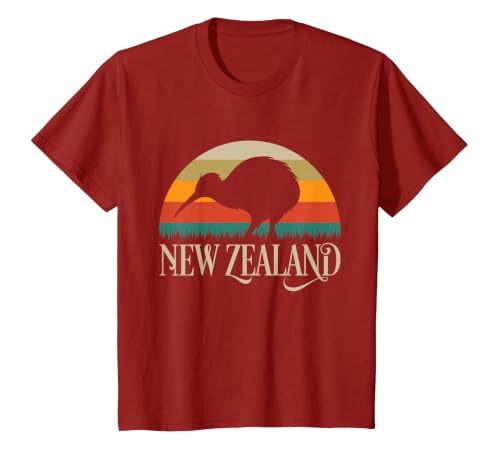 New Zealand Kiwi Vintage Bird NZ Travel Kiwis New Zealander T-Shirt, Youth, Cranberry Red, Small