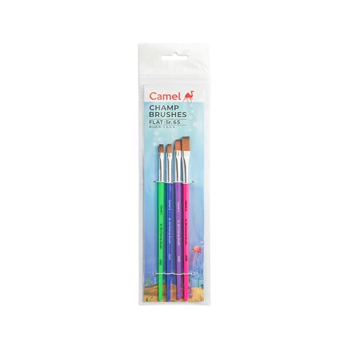 Image of Camlin Champ Flat Brush Set - Pack of 4 (Multicolor)
