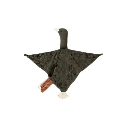 Image of Baby Loveys Security Blankets Cotton Muslin Soft Lovie Cuddly Lovies for Infants Unisex Boy Girls, Cuddle Goose Green Brown