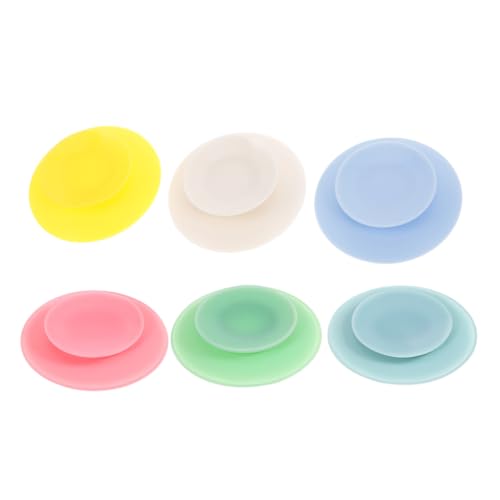 Beaupretty 6個シリコン製両面吸盤パッド 食器用滑り止め 持ち運び便利 幼児 高齢者 患者向けボウル固定具