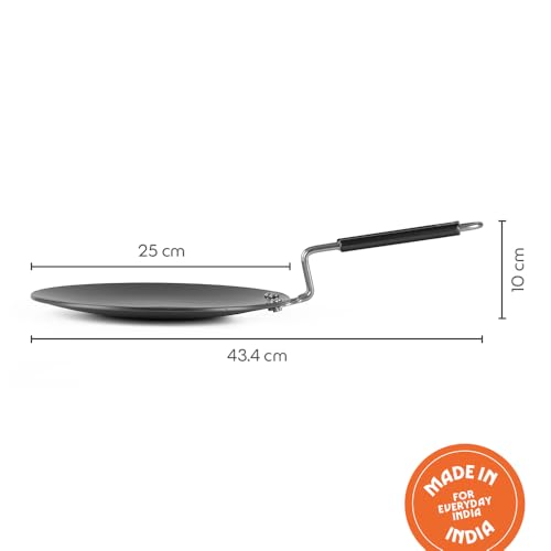Image of Borosil 25 cm Hard Anodized Concave Tawa | Aluminium Grade 3003 | Glossy Exterior & Matt Interior | Even Heat Distribution | Easy to Clean | 5 Years Warranty