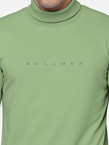 Image of BULLMER Solid Cotton Blended Full Sleeve Turtle Neck Tshirt for Men