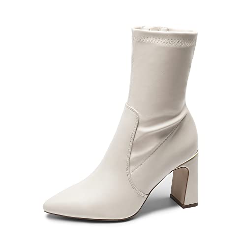 DREAM PAIRS Women's Mid-Calf Boots rutschfeste Laufsohle Glattes Innenfutter SDMB2202W-E BEIGE Größe 39 (EUR) Cover