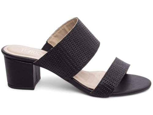 Sandália Tamanco Feminino Salto Médio Baixo Bloco Grosso 5cm Torricella (Preto, BR, Adulto, Numérico