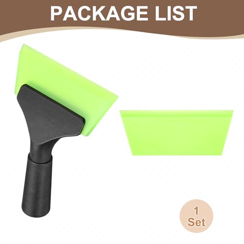 Image of HARFINGTON Squeegee 5 Inch Long Auto Water Blade Shower Squeegee with Non-Slip Handle for Windshield Window Cleaner Glass Door, Green