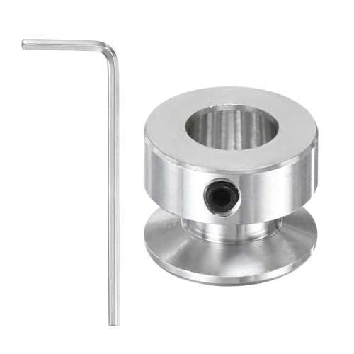 Image of PATIKIL 10mm Fixed Bore 20mm OD Single Groove Pulley, Aluminum Alloy Mechanical V-Belt Pulley with Hex Wrench for Motor Shaft Drilling Machine 5-6mm PU Round Belt, Silver