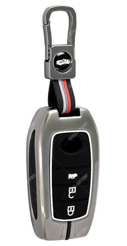 Image of Coll of Fest Premium Metal Silicon Key Cover Compatible with Toyota Fortuner | Fortuner Legender | Innova Hycross | Invicto | Toyota Innova Crysta | Hilux 3 Button Key Glow in the Dark