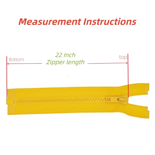 Image of YaHoGa 2PCS #5 22 inch Separating Jacket Zippers for Sewing Coats Jacket Zipper Replacement Yellow Plastic Zippers Bulk (22 inch Yellow)