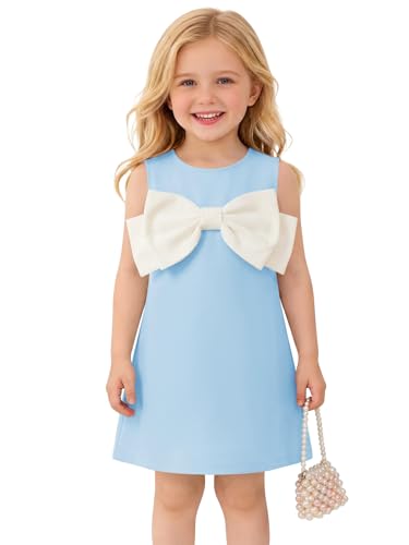 Image of Haloumoning Toddler Baby Girl Dress Little Kids Cute Bow Knot Sleeveless Party Dresses 9M-8Y