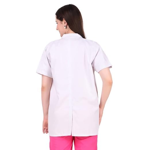 Image of Epicure Half Sleeves Lab Coat with 3 Pockets Poly-Cotton Men & Women| Hospital Uniform for Doctors, Healthcare,Pharmacists Students, Nursing,Apron Chemistry Lab Technicians, Medical Students White XXL
