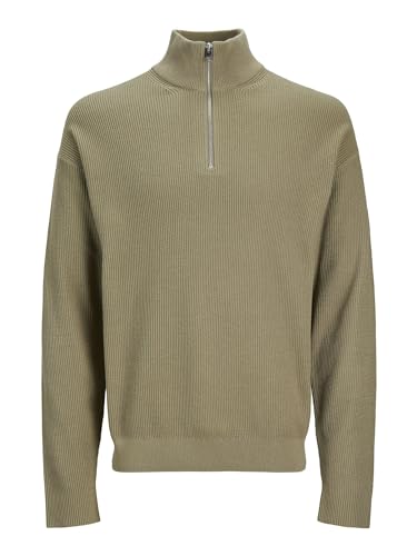Pull en tricot demi-fermeture éclair Jack & Jones vêtement homme chaud et léger coloris aloe