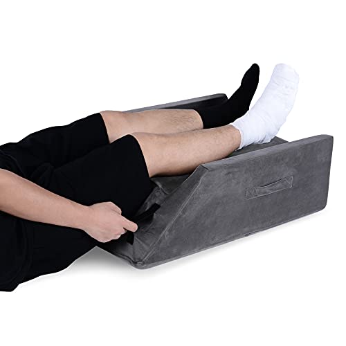 Post-Surgery Leg Elevation Pillow Wide for Double Legs Supportive Memory Foam Leg Wedge Pillow for Knee Leg Ankle Surgery Recovery and Foot Rest Relieve Pain and Swelling,with Removable Velvet Cover