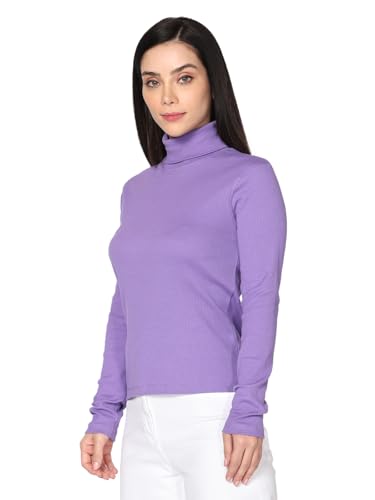 Image of TWIN BIRDS Women Cotton Turtle Neck Ribbed Tee | Full Sleeve Winter Top
