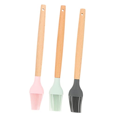 VANZACK 3pcs Silicone Basting Brush Kitchen Utensil for Cooking Barbecue for Meats Pastries and Sauces Deep Grey and Colors with Convenient Storage